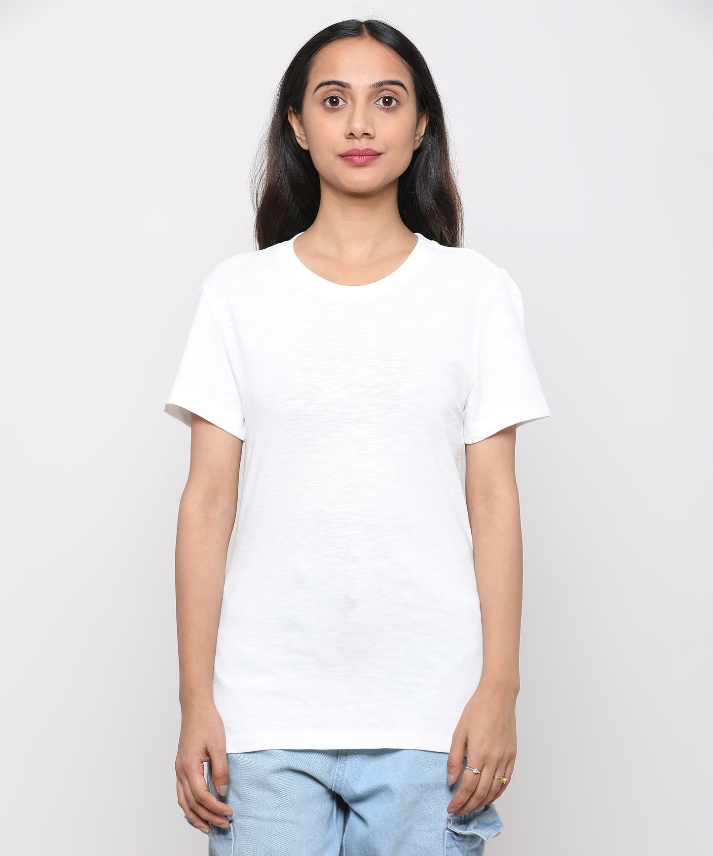 Womens Slub Crew Neck Short Sleeve Tee Shirt
