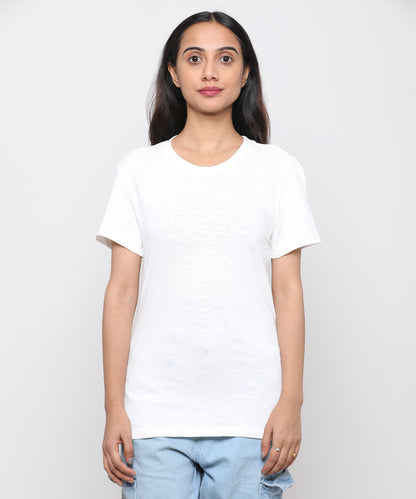 Womens Slub Crew Neck Short Sleeve Tee Shirt
