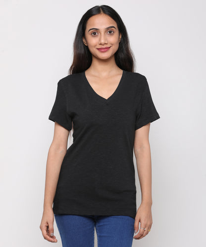 Womens Slub V Neck Tee Shirt