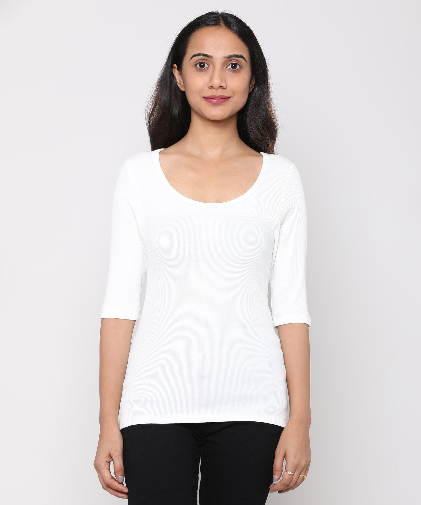 Womens Micro rib elbow sleeve Tee Shirt
