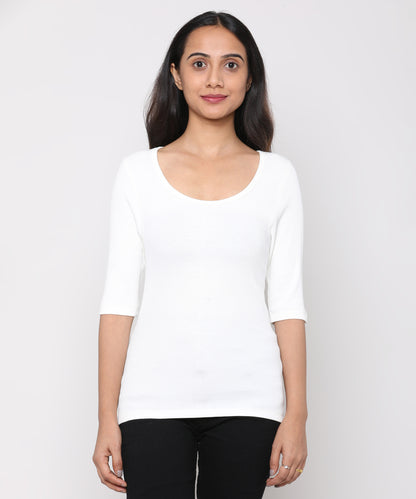 Womens Micro rib elbow sleeve Tee Shirt