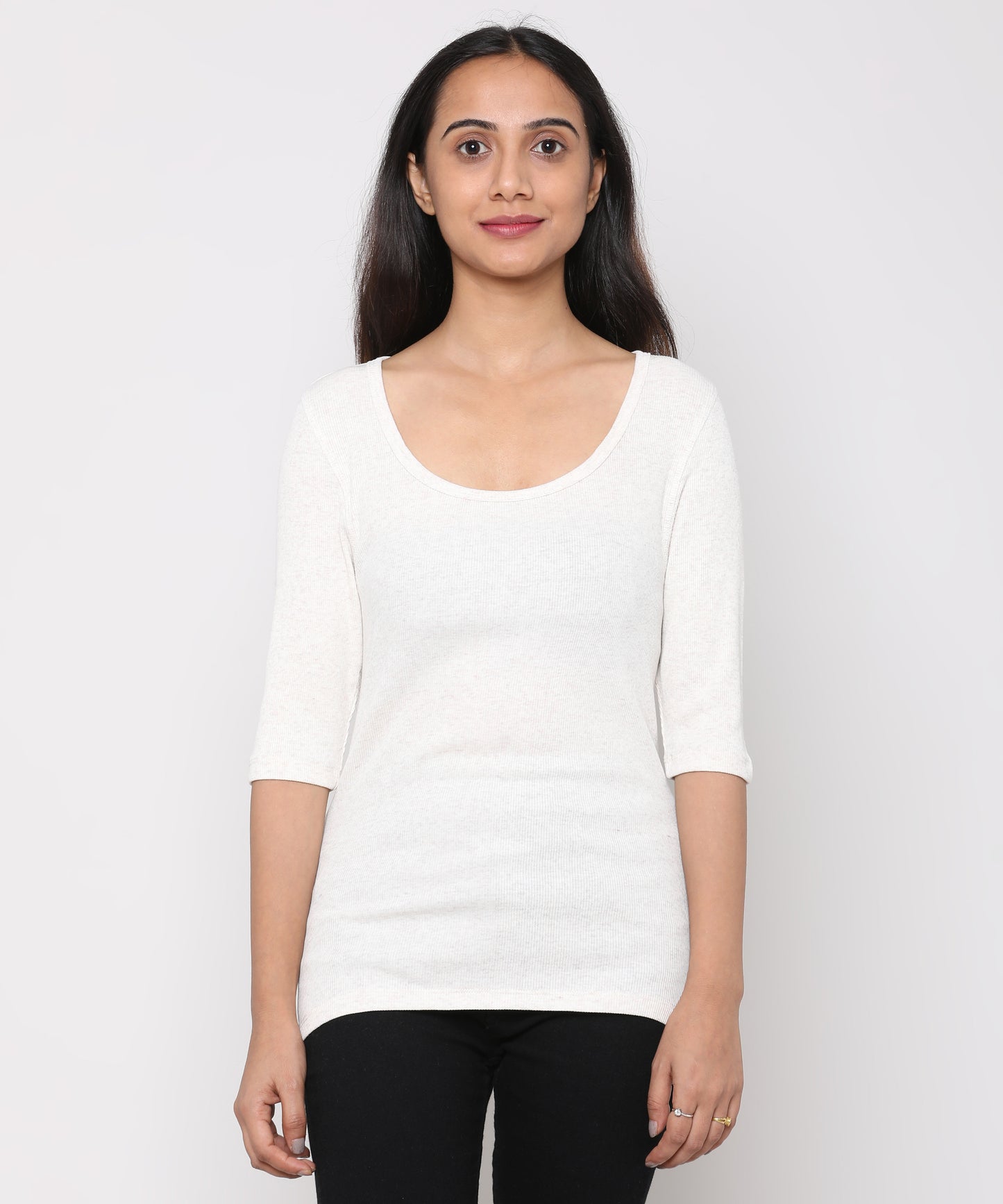 Womens Micro rib elbow sleeve Tee Shirt