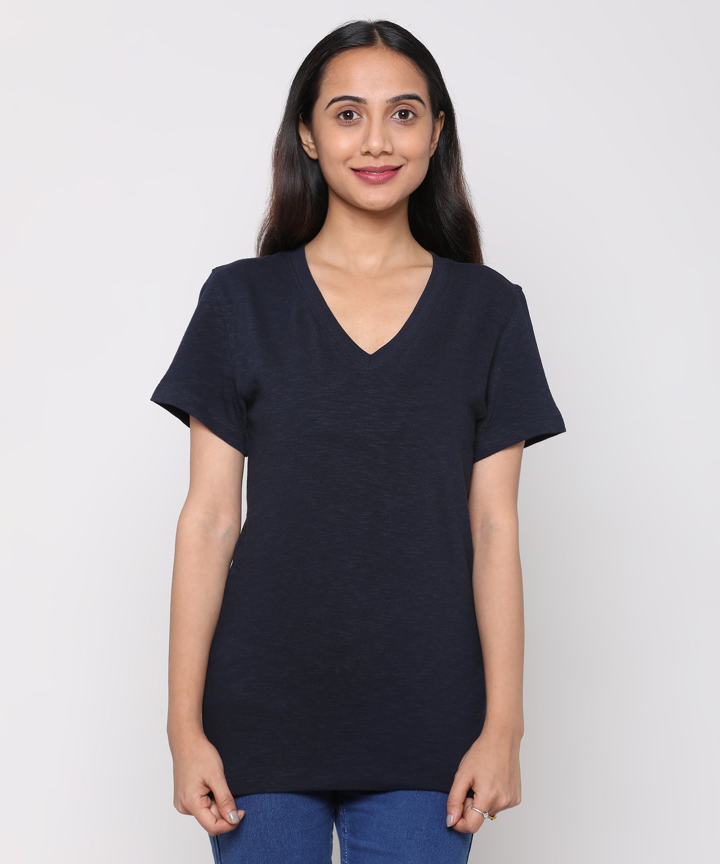 Womens Slub V Neck Tee Shirt
