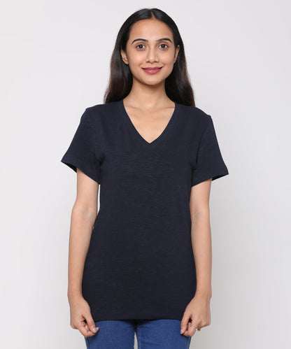 Womens Slub V Neck Tee Shirt