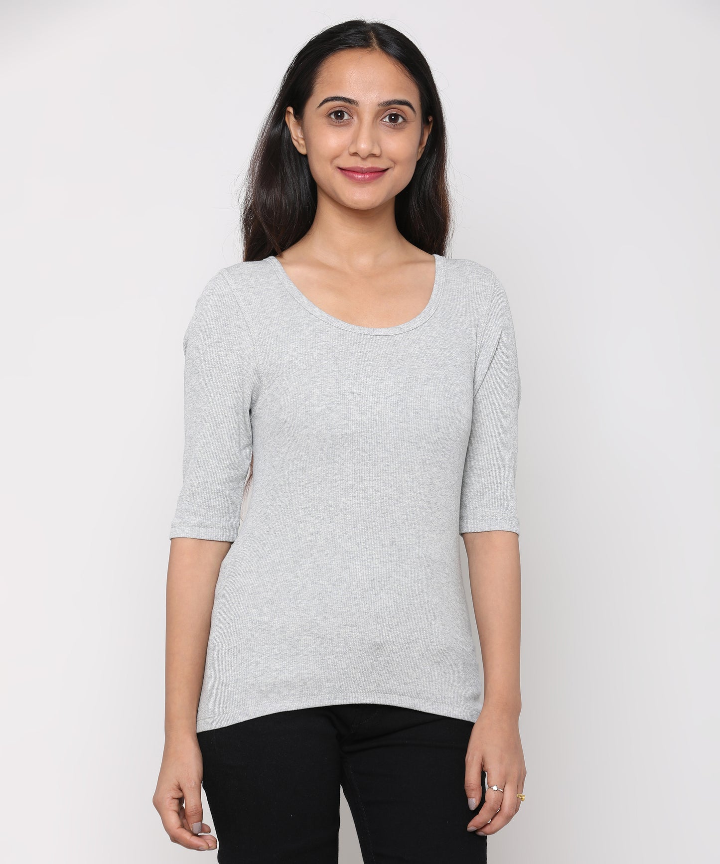 Womens Micro rib elbow sleeve Tee Shirt
