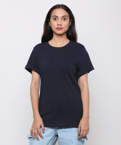 Womens Slub Crew Neck Short Sleeve Tee Shirt