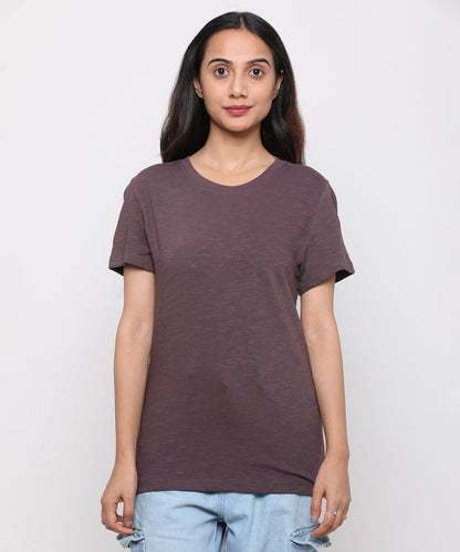 Womens Slub Crew Neck Short Sleeve Tee Shirt