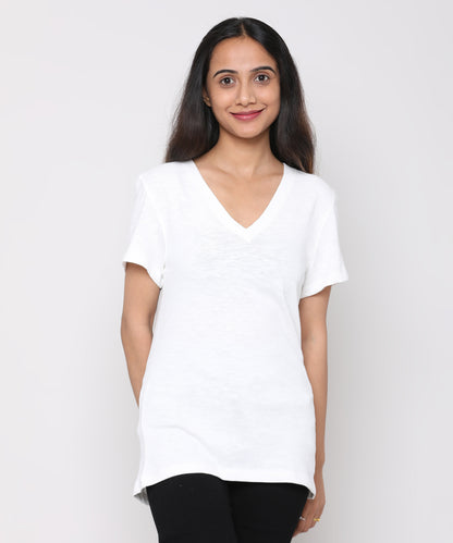 Womens Slub V Neck Tee Shirt