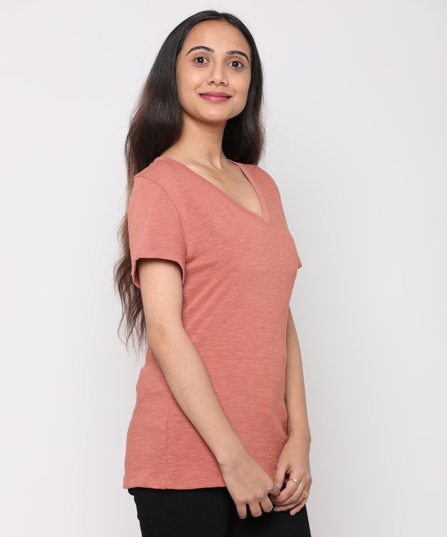 Womens Slub V Neck Tee Shirt