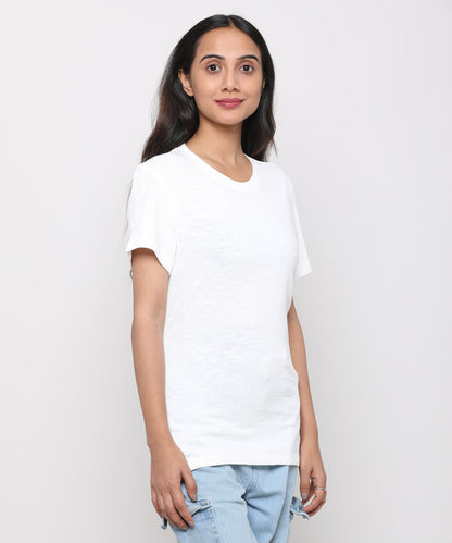 Womens Slub Crew Neck Short Sleeve Tee Shirt