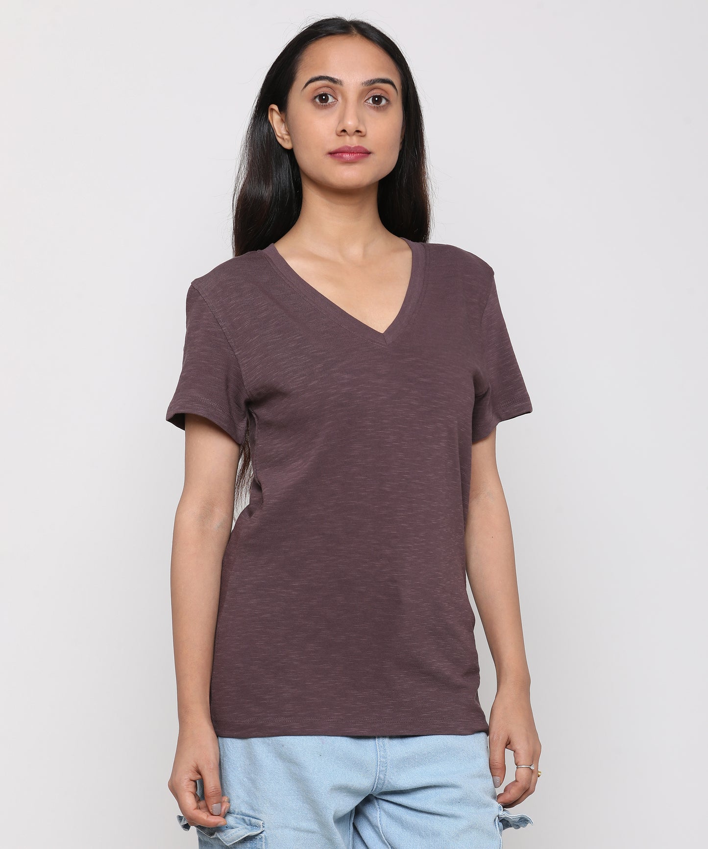 Womens Slub V Neck Tee Shirt