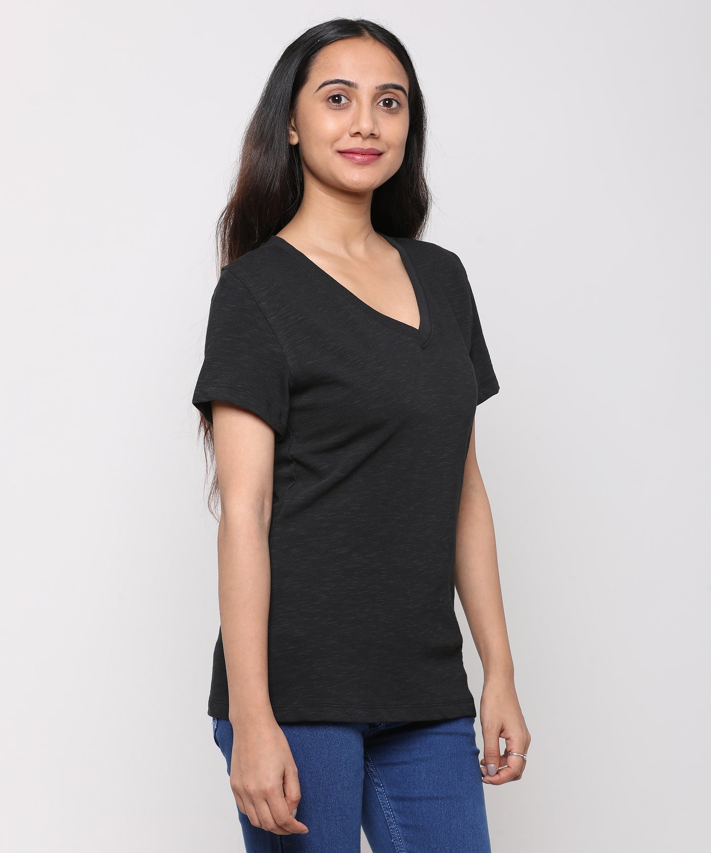 Womens Slub V Neck Tee Shirt