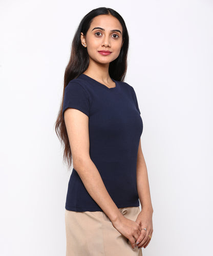 Womens Micro rib crew neck tee shirt
