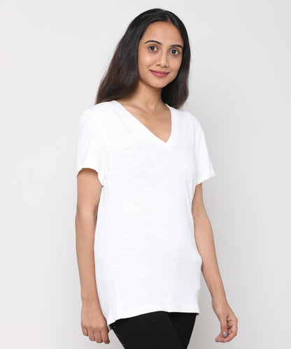 Womens Slub V Neck Tee Shirt