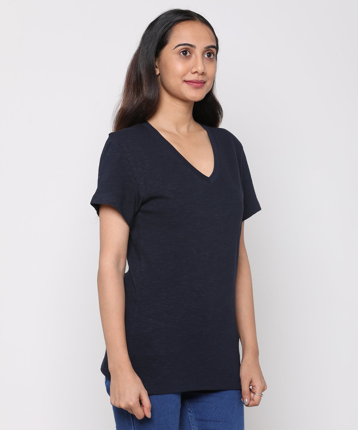 Womens Slub V Neck Tee Shirt