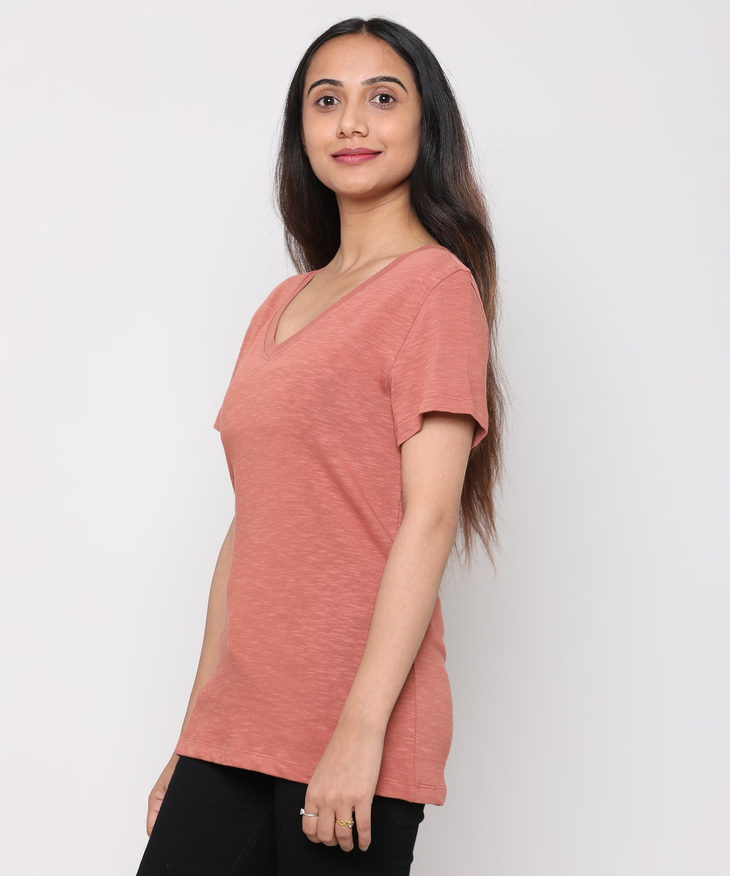 Womens Slub V Neck Tee Shirt