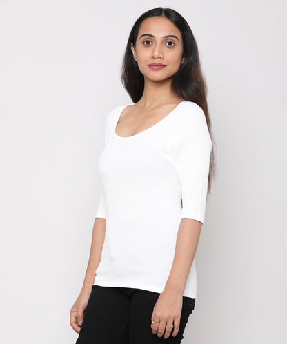 Womens Micro rib elbow sleeve Tee Shirt