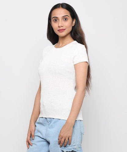 Womens Micro rib crew neck tee shirt