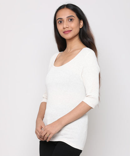 Womens Micro rib elbow sleeve Tee Shirt