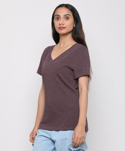 Womens Slub V Neck Tee Shirt