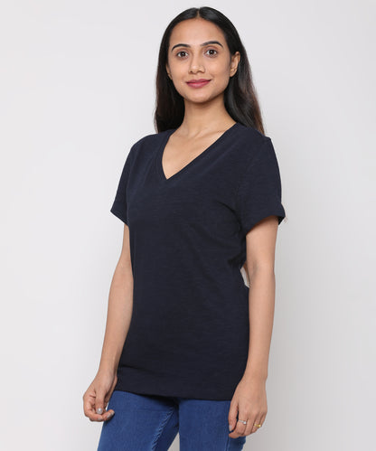 Womens Slub V Neck Tee Shirt