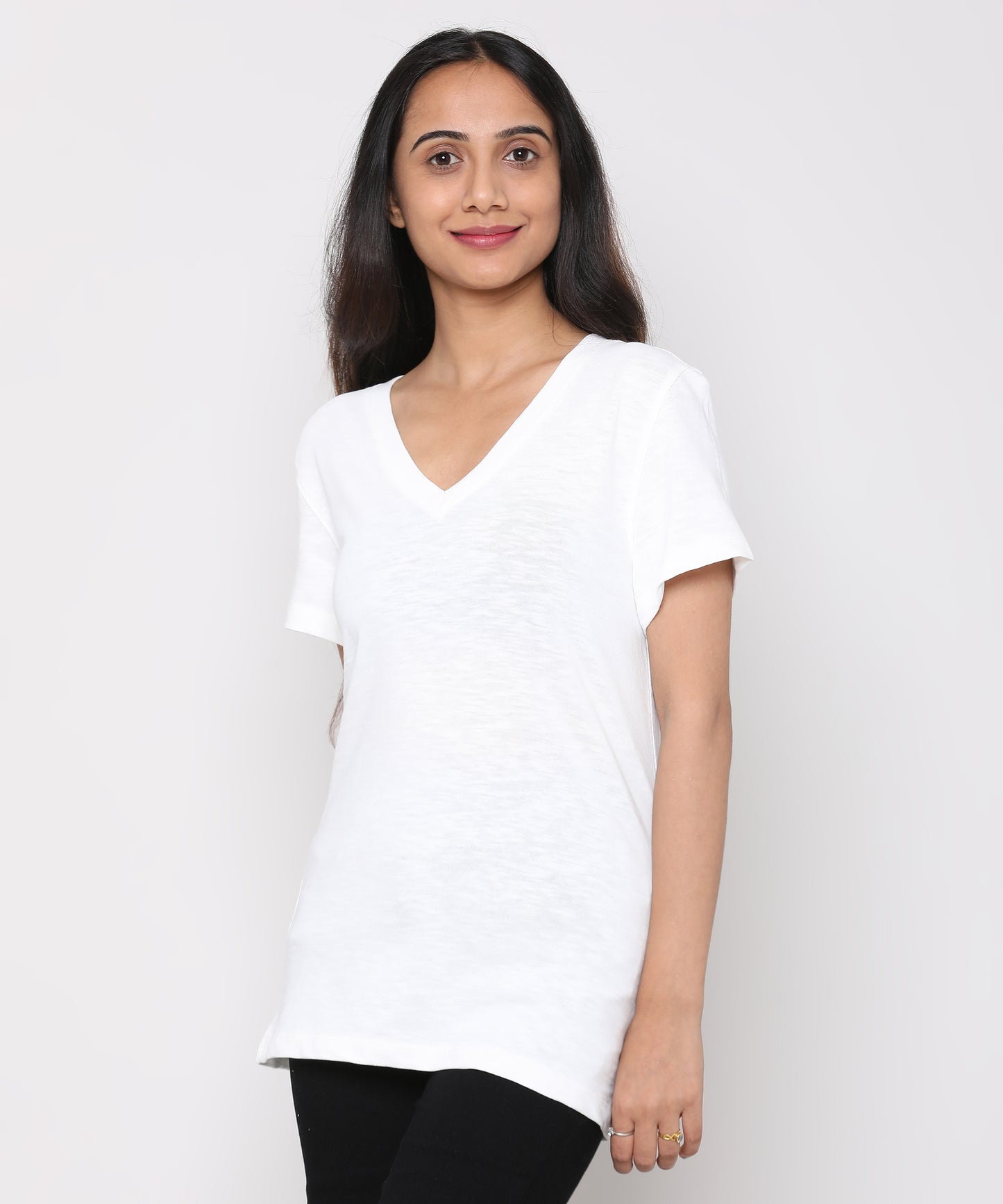 Womens Slub V Neck Tee Shirt