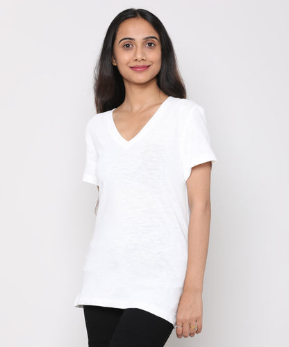Womens Slub V Neck Tee Shirt