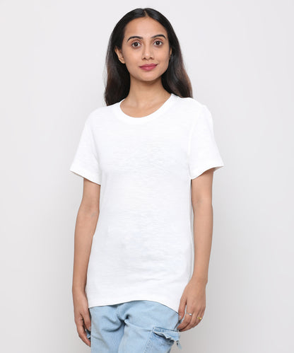 Womens Slub Crew Neck Short Sleeve Tee Shirt
