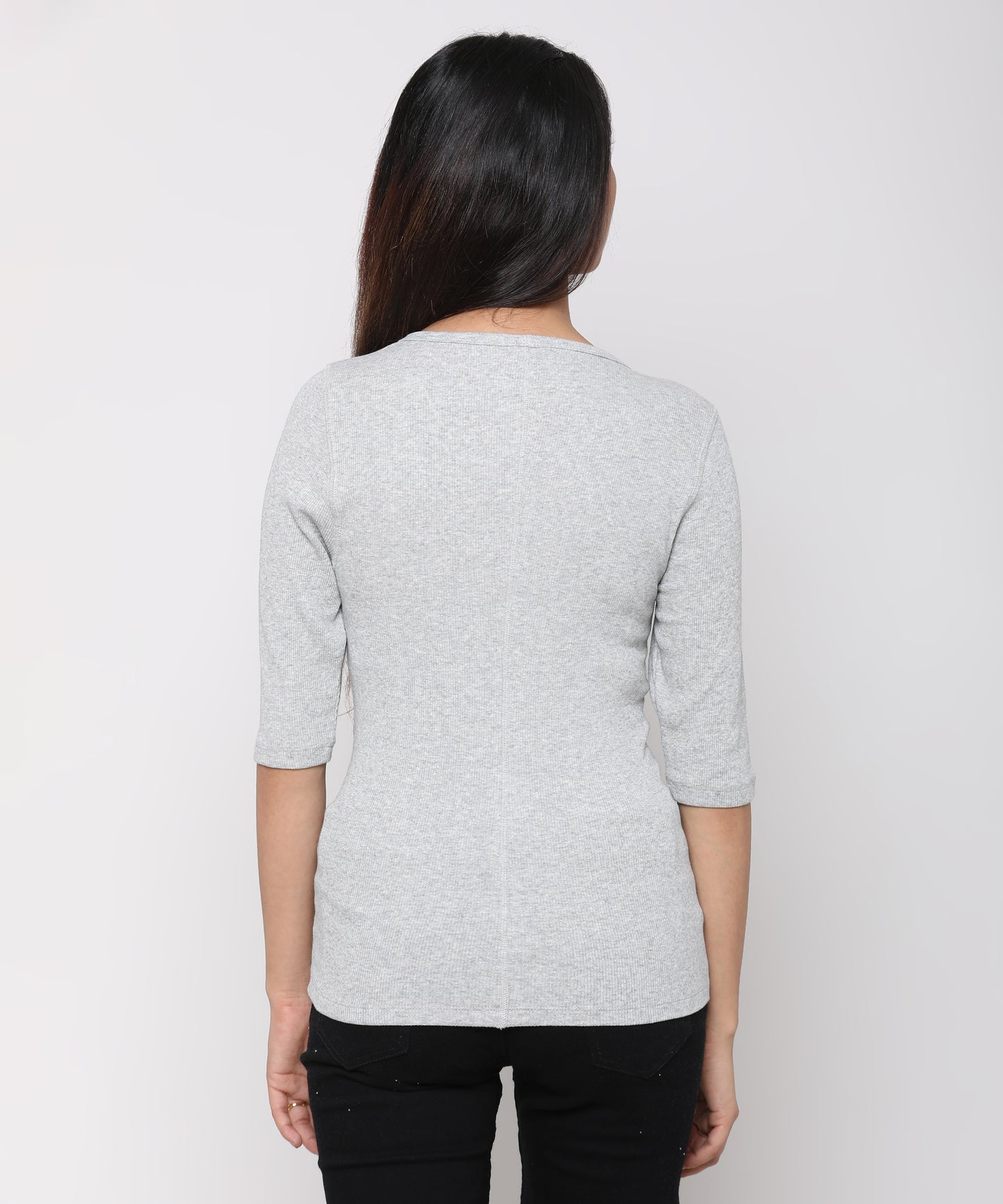Womens Micro rib elbow sleeve Tee Shirt
