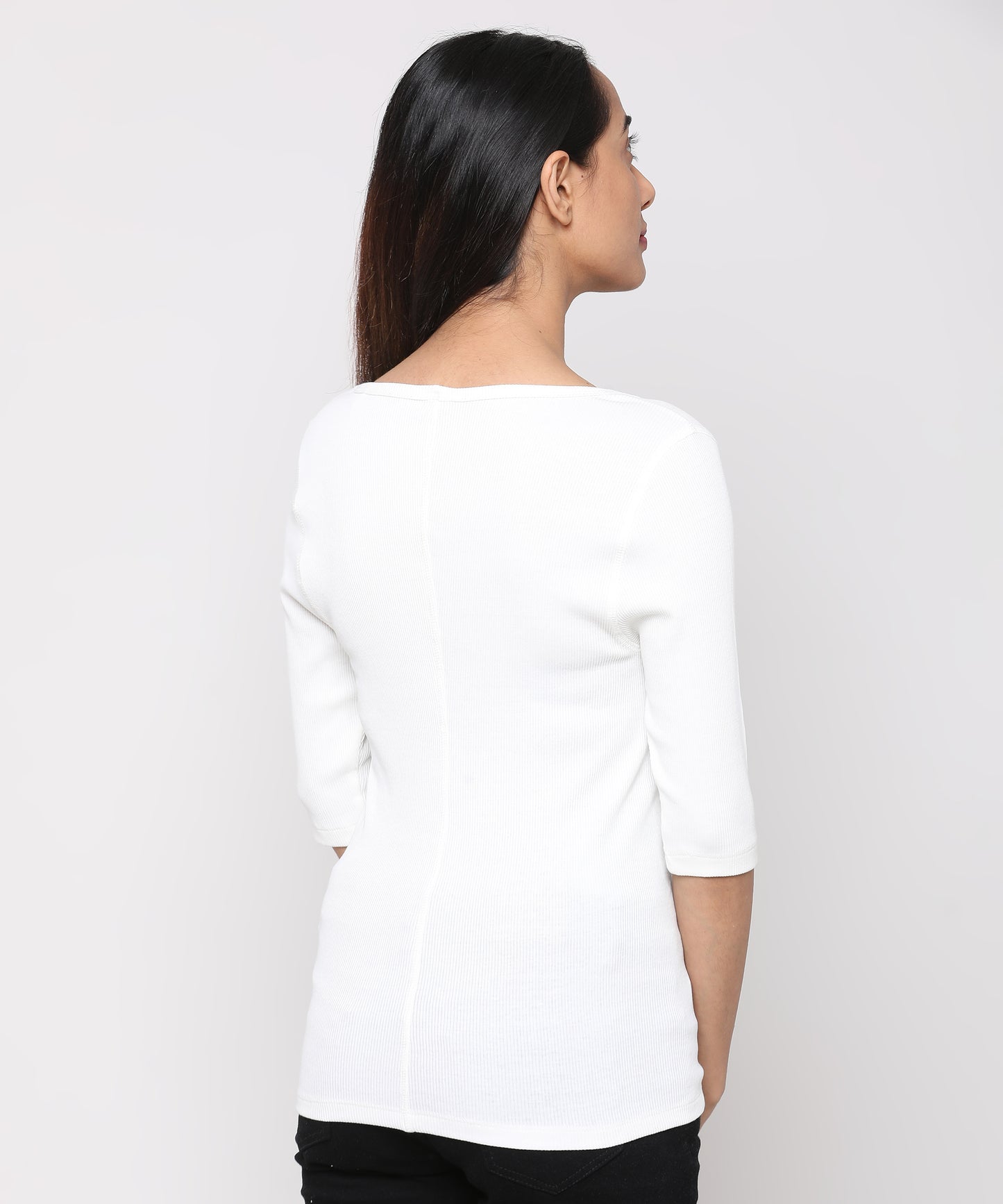 Womens Micro rib elbow sleeve Tee Shirt