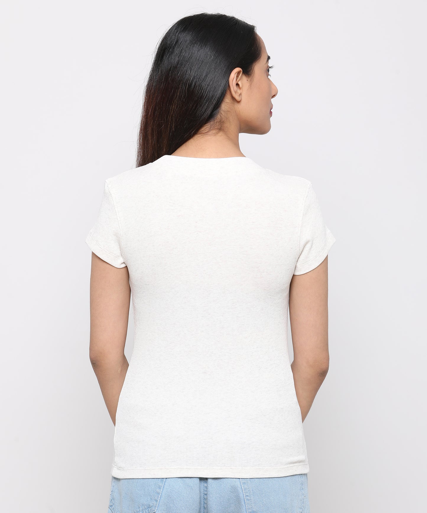 Womens Micro rib crew neck tee shirt