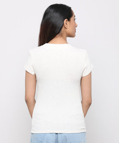 Womens Micro rib crew neck tee shirt