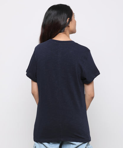 Womens Slub Crew Neck Short Sleeve Tee Shirt