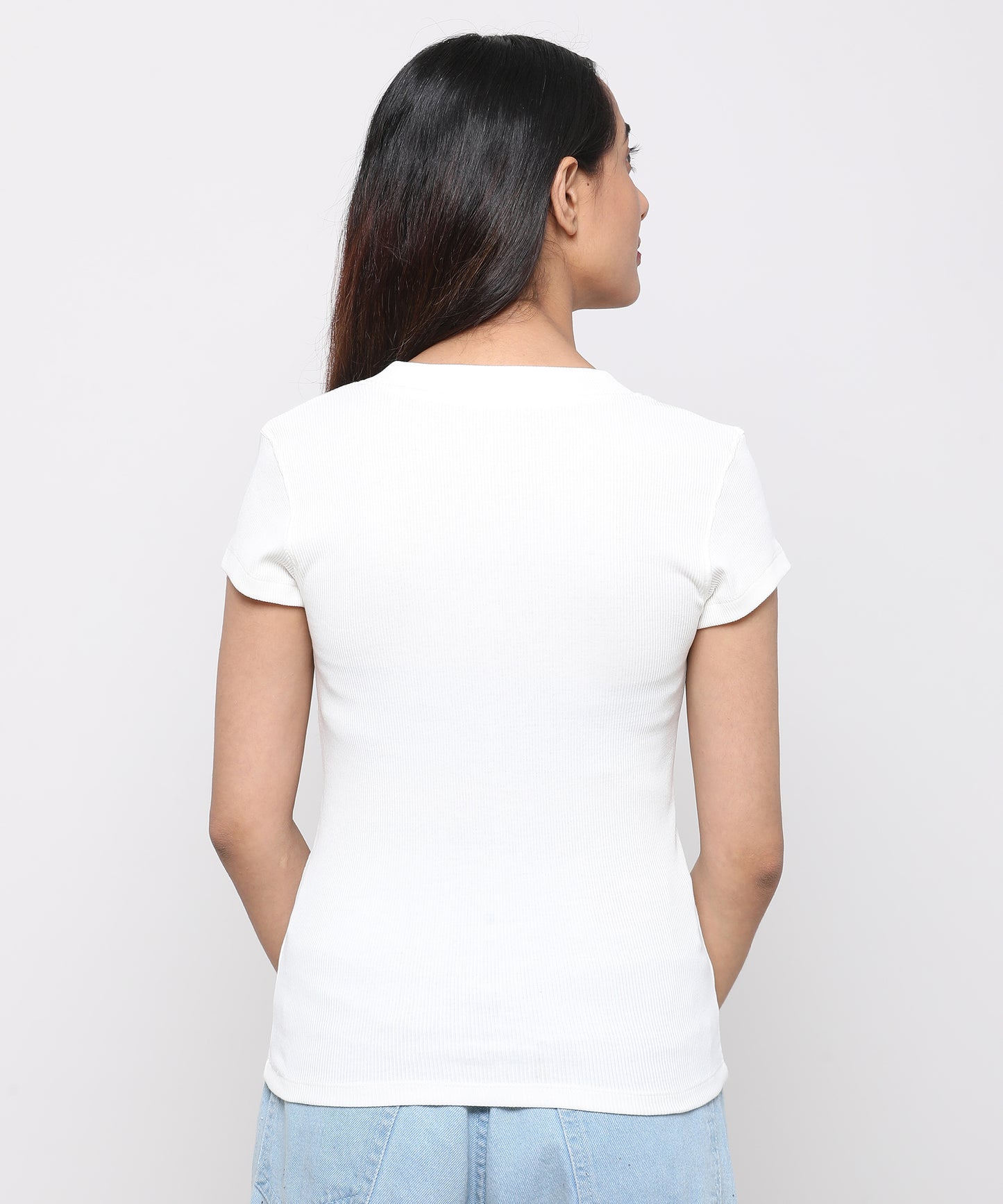 Womens Micro rib crew neck tee shirt