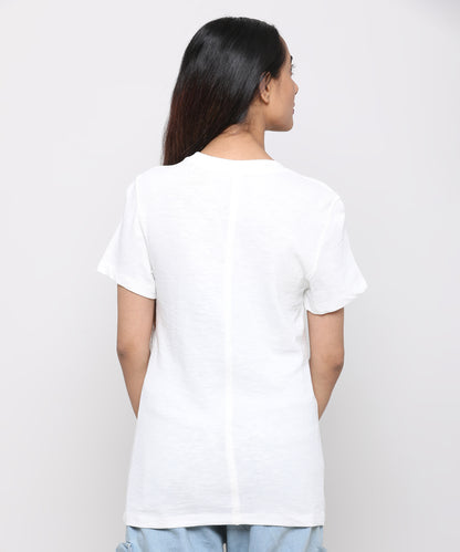 Womens Slub Crew Neck Short Sleeve Tee Shirt