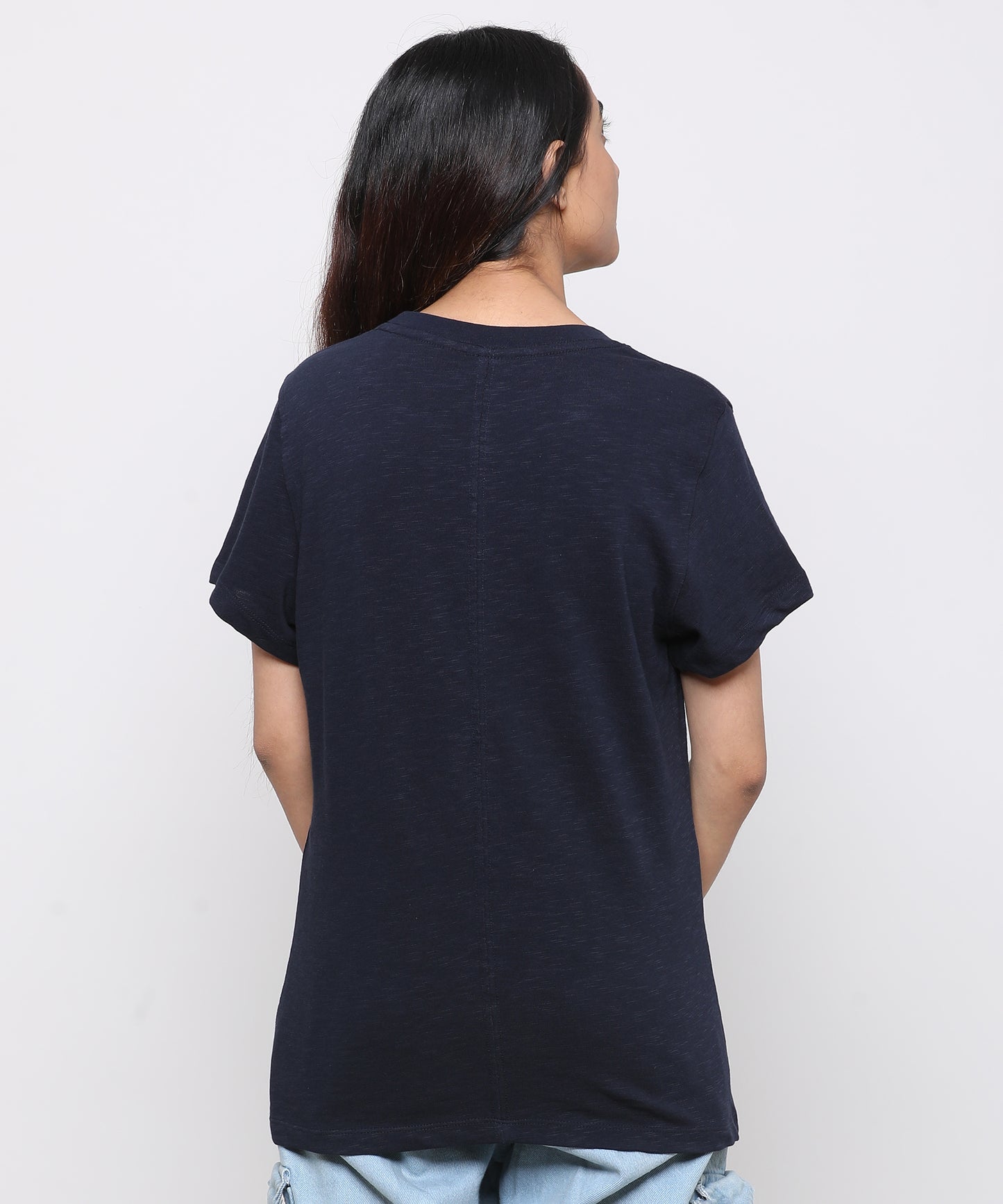 Womens Slub Crew Neck Short Sleeve Tee Shirt