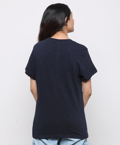 Womens Slub Crew Neck Short Sleeve Tee Shirt