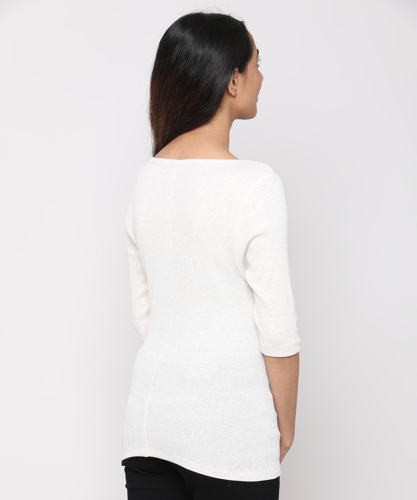 Womens Micro rib elbow sleeve Tee Shirt