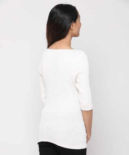 Womens Micro rib elbow sleeve Tee Shirt