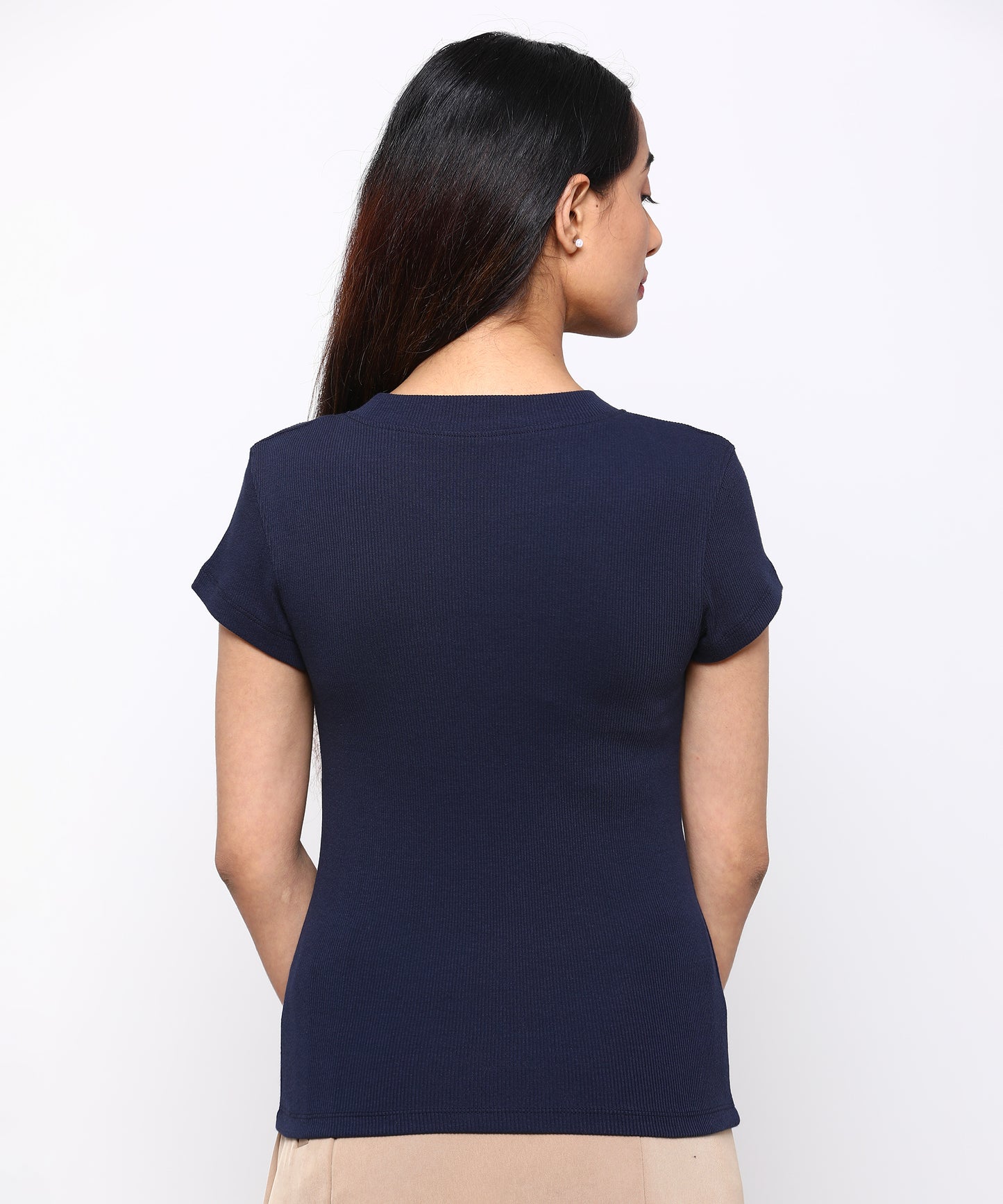 Womens Micro rib crew neck tee shirt