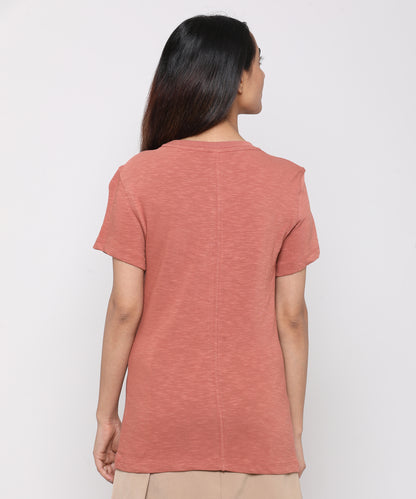 Womens Slub Crew Neck Short Sleeve Tee Shirt