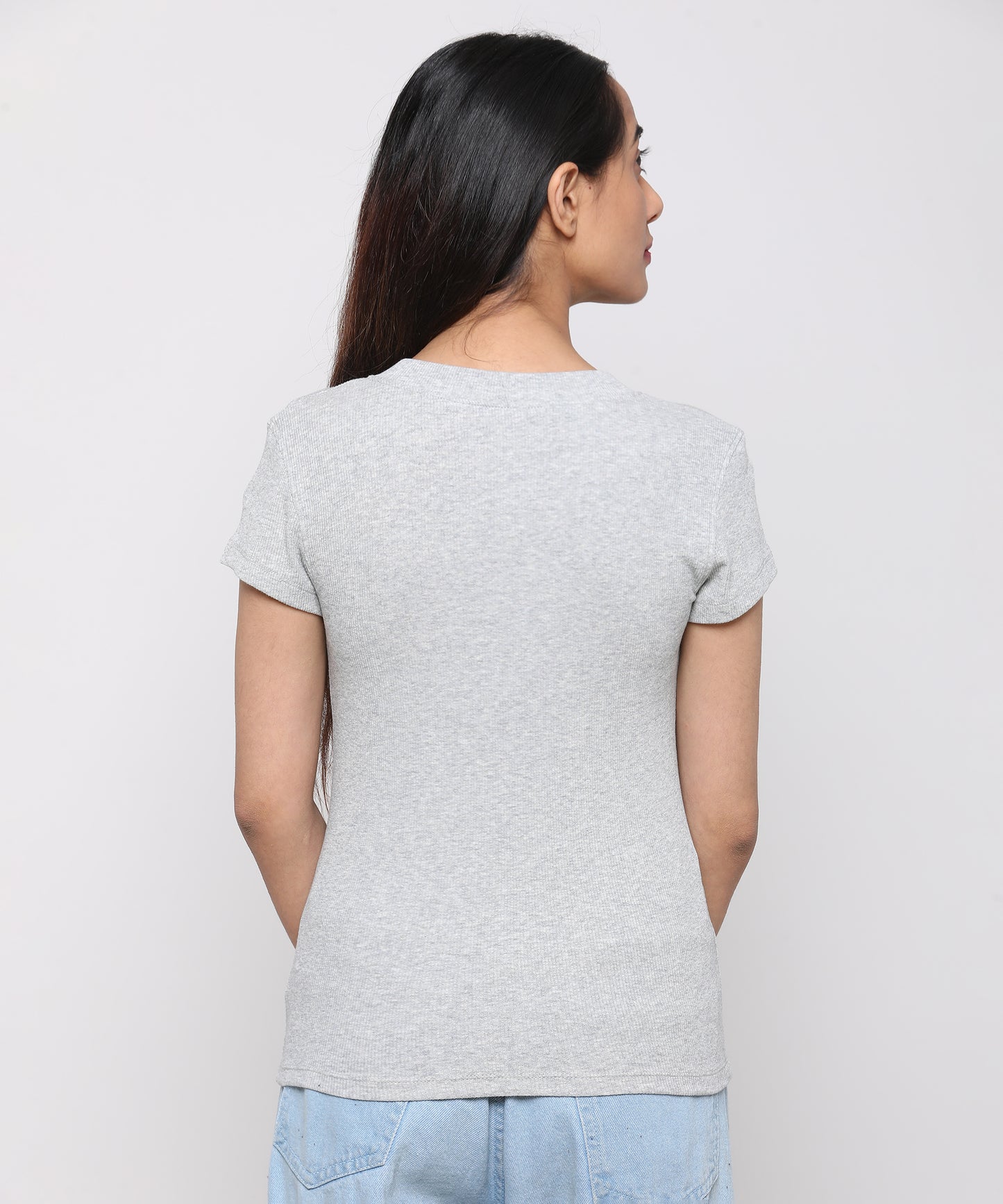 Womens Micro rib crew neck tee shirt