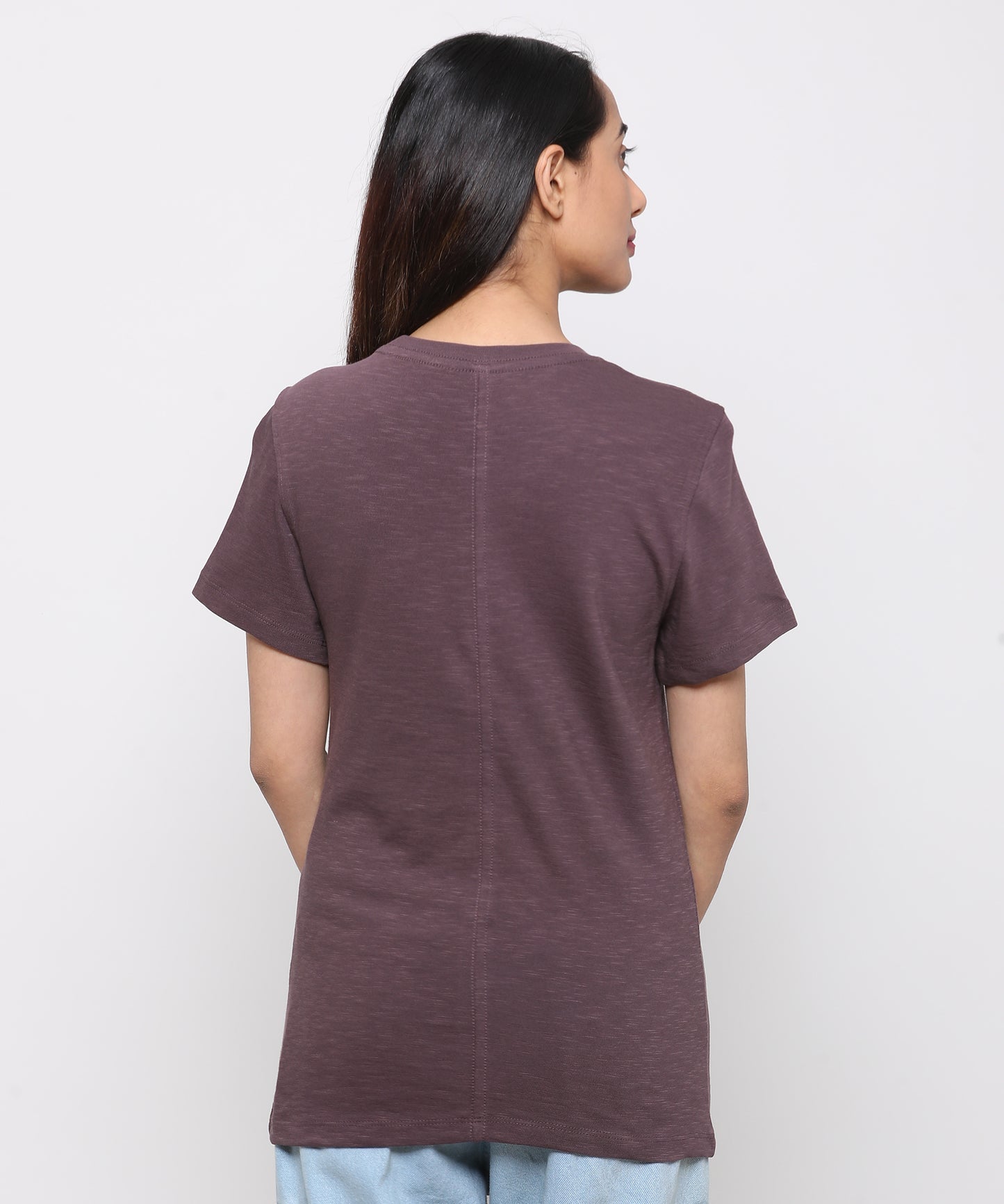 Womens Slub Crew Neck Short Sleeve Tee Shirt