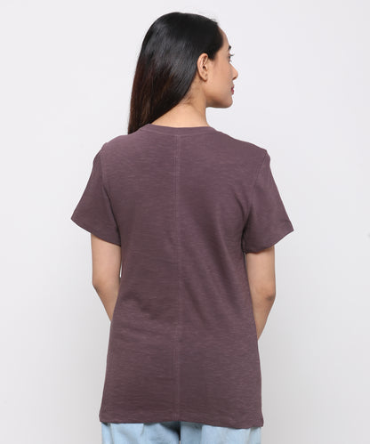 Womens Slub Crew Neck Short Sleeve Tee Shirt