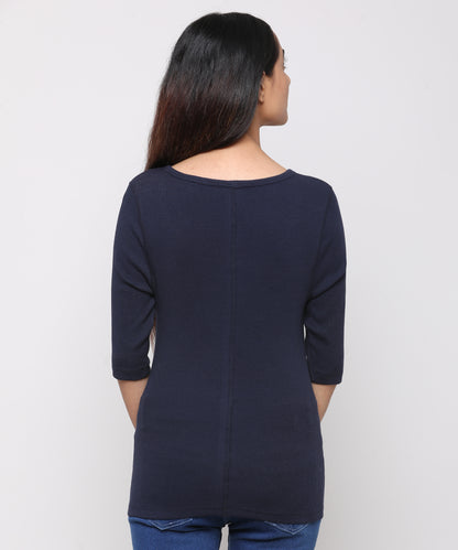 Womens Micro rib elbow sleeve Tee Shirt