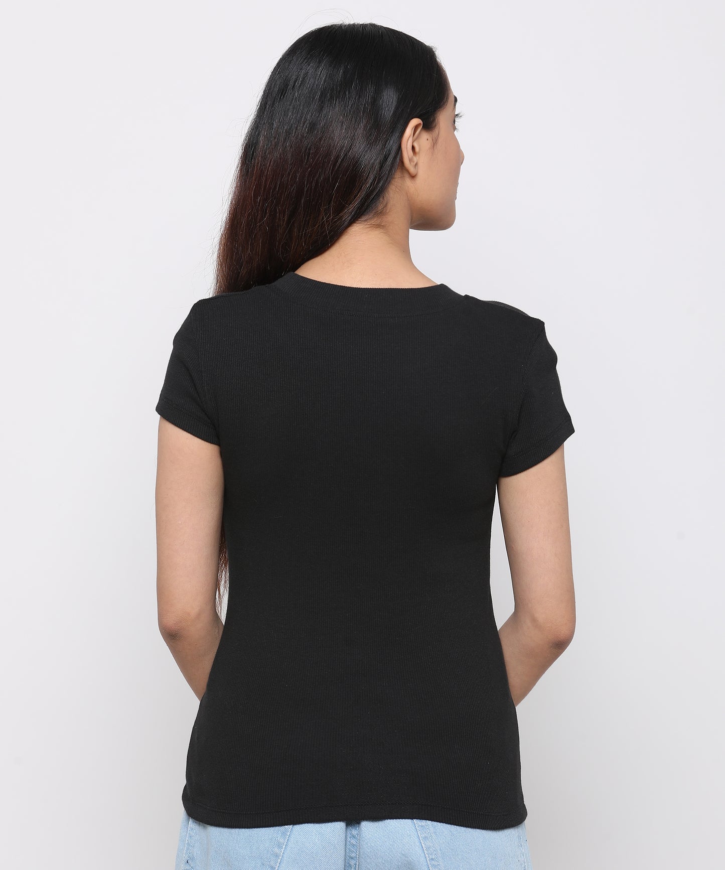 Womens Micro rib crew neck tee shirt