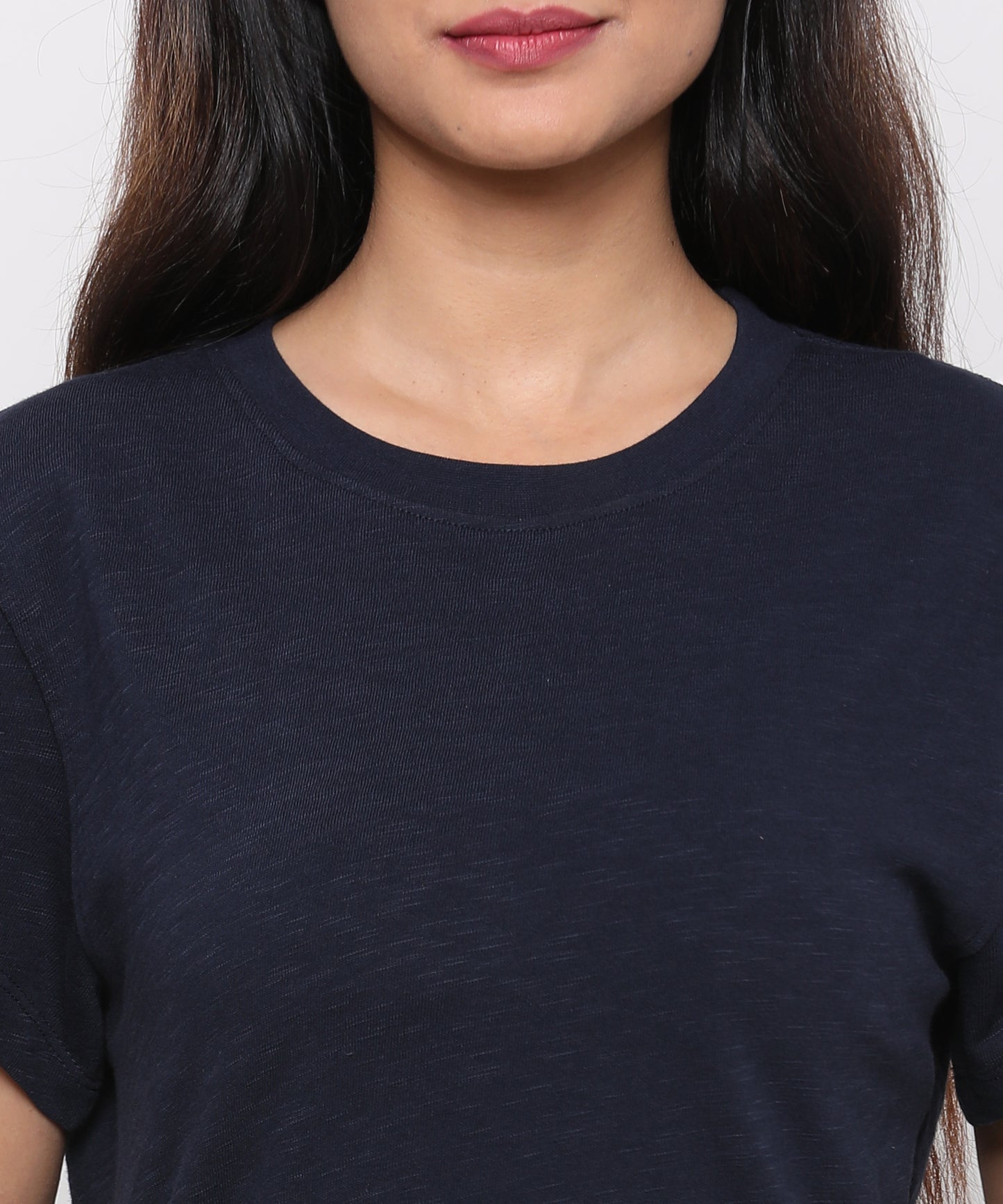 Womens Slub Crew Neck Short Sleeve Tee Shirt