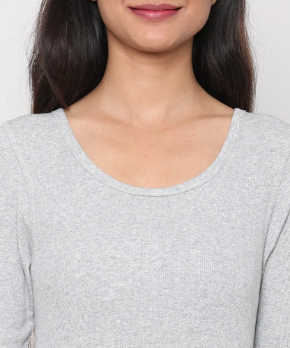 Womens Micro rib elbow sleeve Tee Shirt