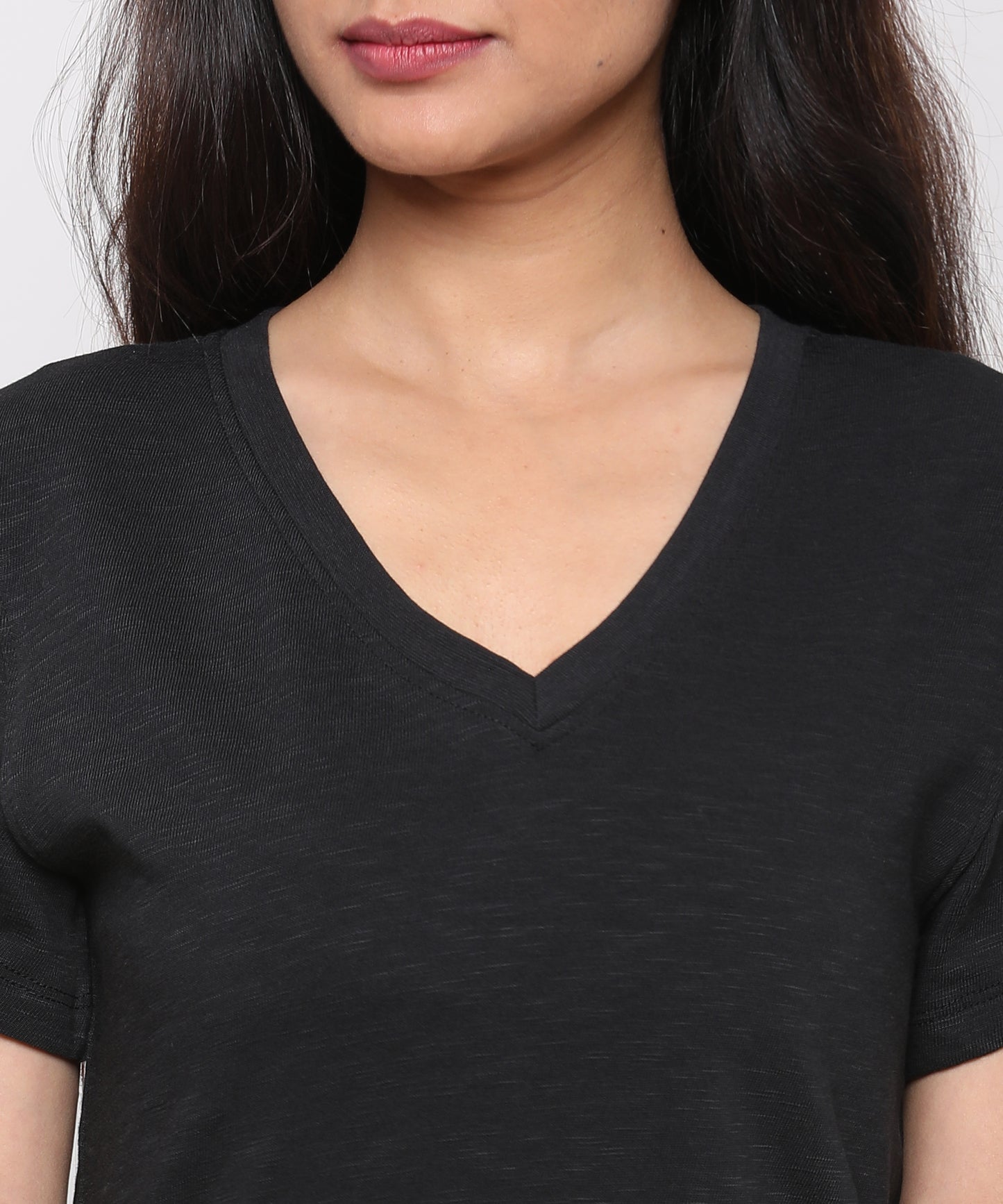 Womens Slub V Neck Tee Shirt