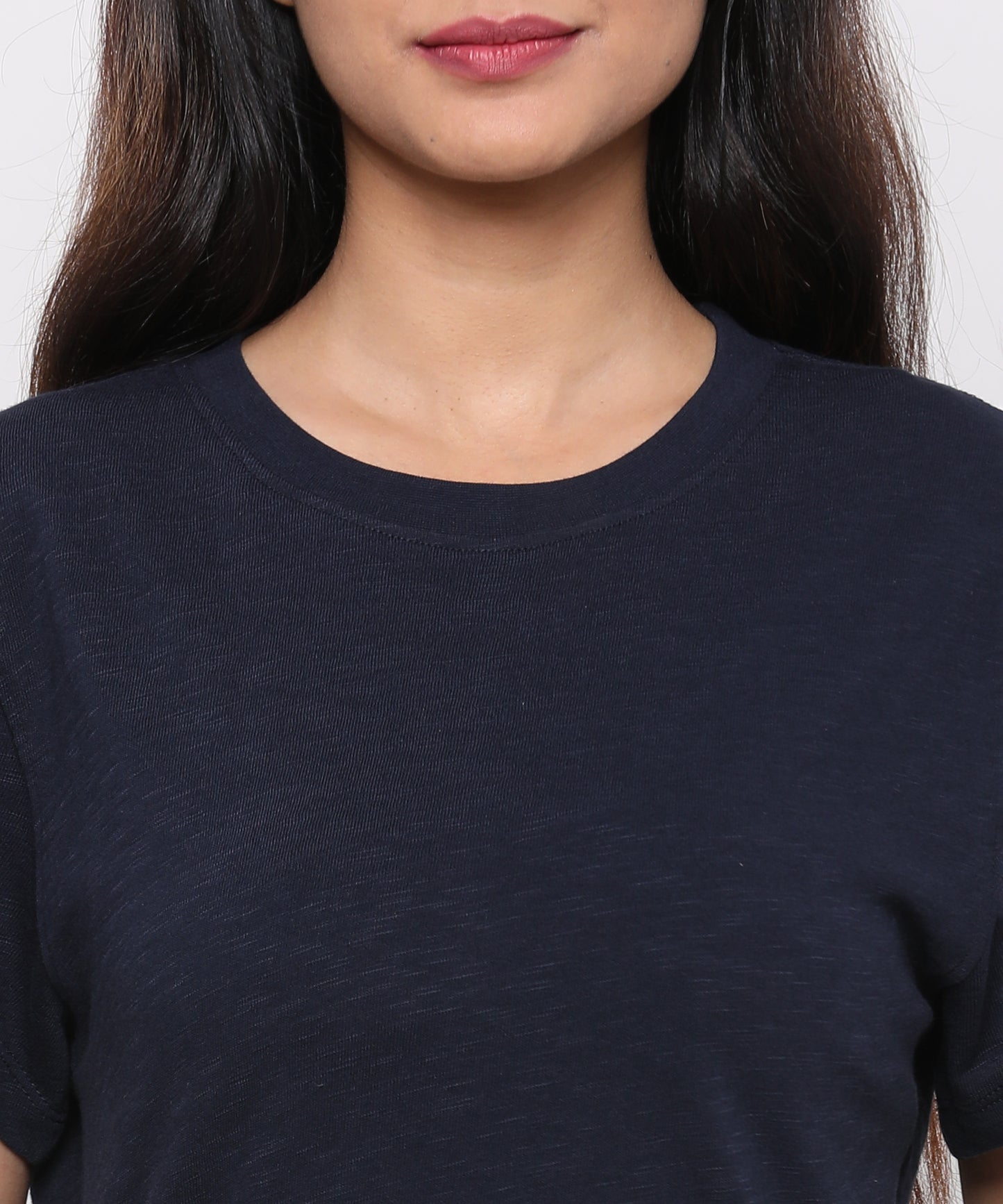 Womens Slub Crew Neck Short Sleeve Tee Shirt